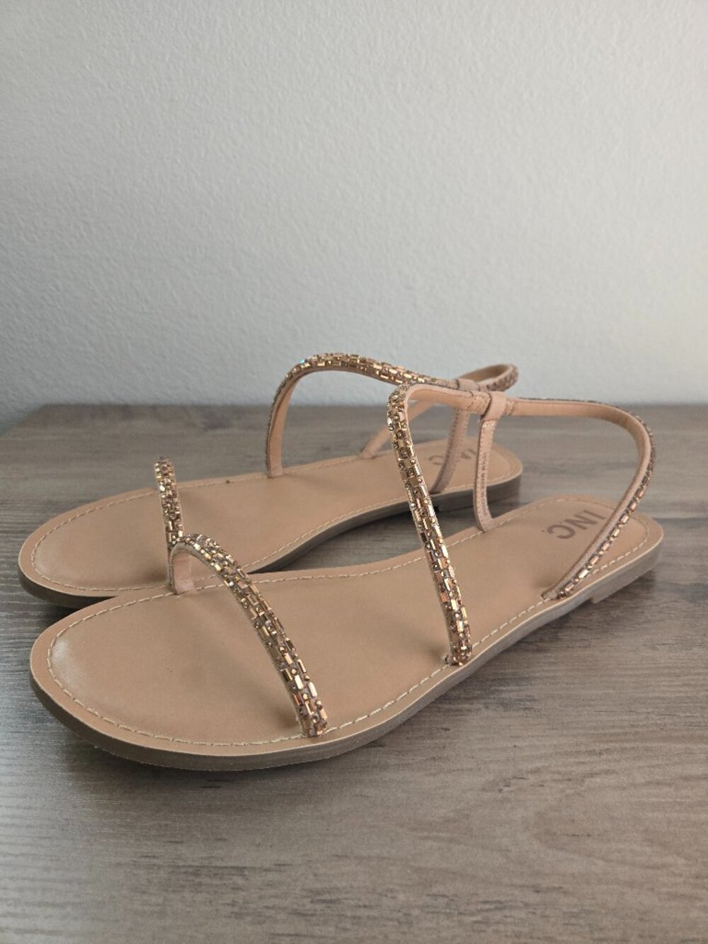 I.N.C. International Concepts Mahlah Embellished Bronze Bling Sandals 10.5M